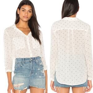 Bella Dahl Hipster Button Down Top in White & Black Print